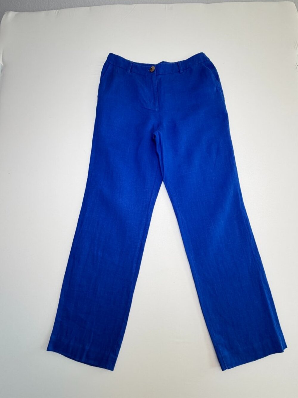 TALBOTS Southampton Linen Straight Leg Trouser Pants Royal Blue 4 - Picture 3 of 12